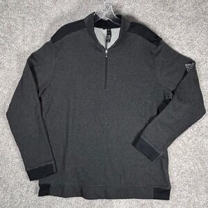 Adidas Mens Quarter Zip Pullover Sweatshirt‎ Dark Gray Heathered Size L
